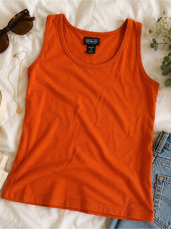 Patagonia Tops - Patagonia Organic Cotton Orange Tank Top Women’s Medium